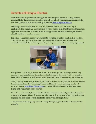 benefits of hiring a plumber