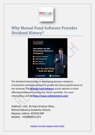 why mutual fund software provides dividend history