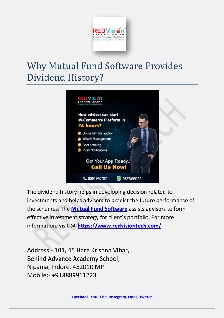 why mutual fund software provides dividend history