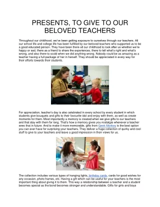 presents to give to our beloved teachers