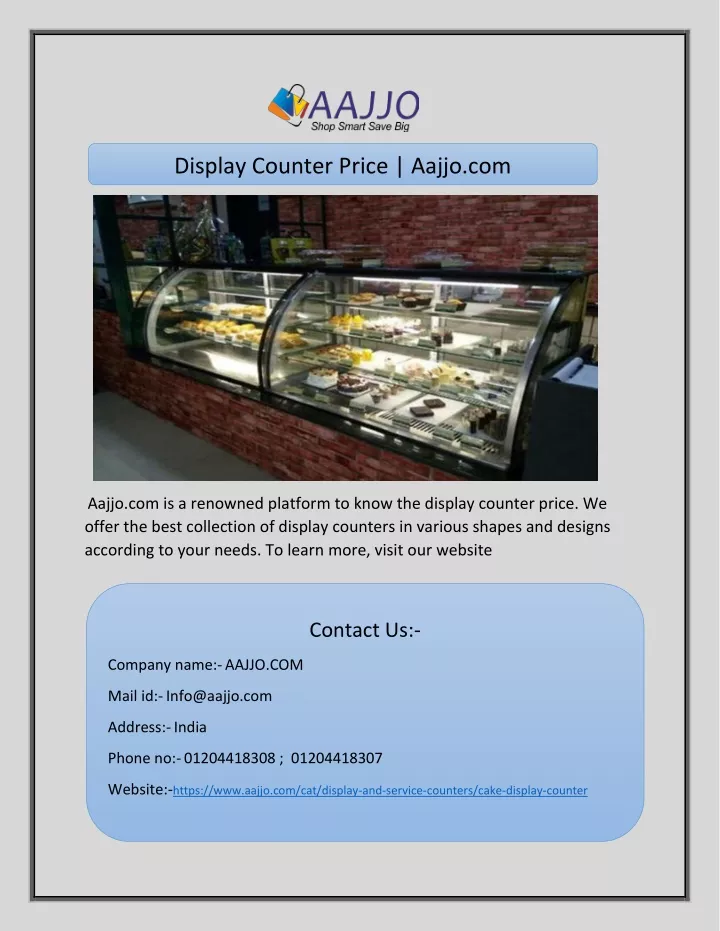 display counter price aajjo com