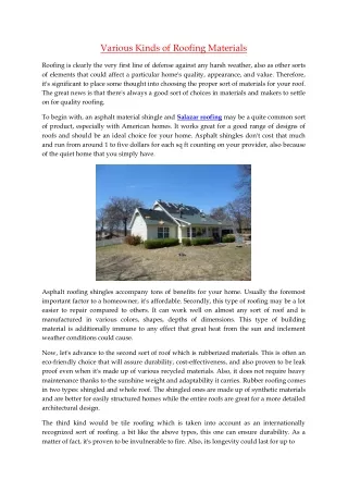 various kinds of roofing materials