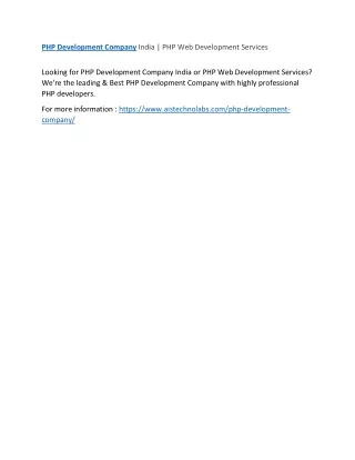 php development company india php web development