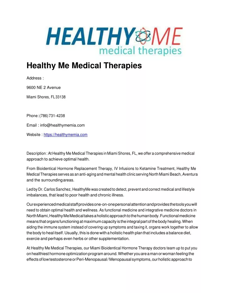healthy me medical therapies