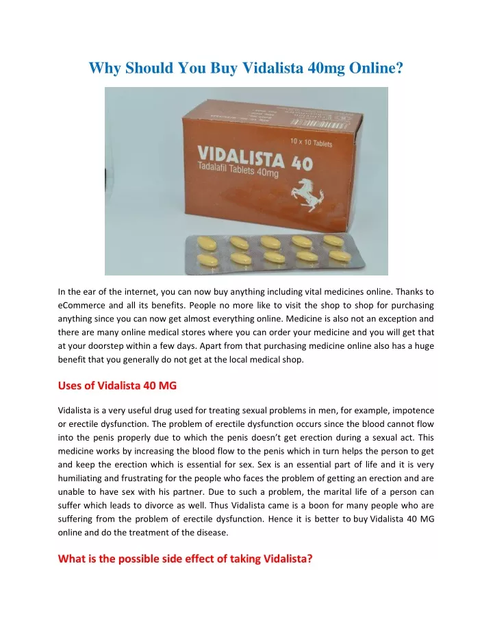 why should you buy vidalista 40mg online