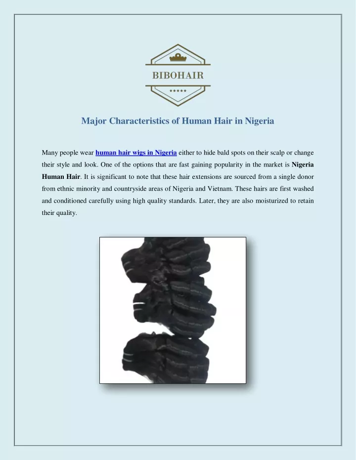 major characteristics of human hair in nigeria
