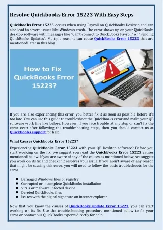 Resolve Quickbooks Error 15223 With Easy Steps