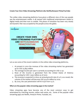 create your own video streaming platform like