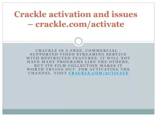 Crackle activation and issues – crackle.com/activate