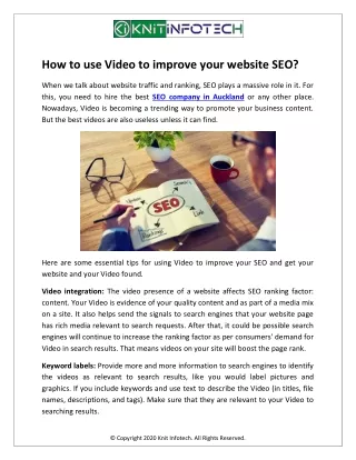 How to use Video to improve your website SEO?