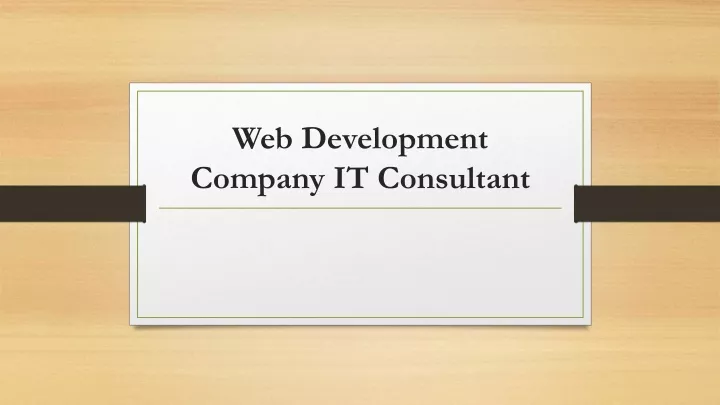 web development company it consultant