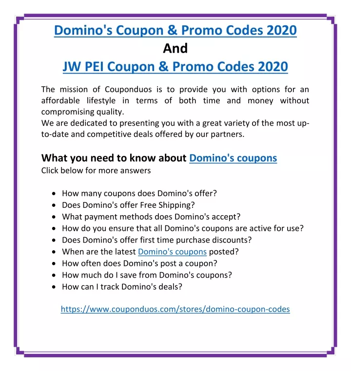 domino s coupon promo codes 2020
