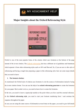 major insights about the oxford referencing style