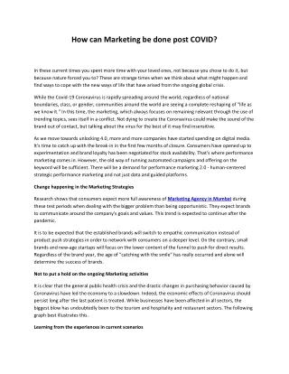 how can marketing be done post covid