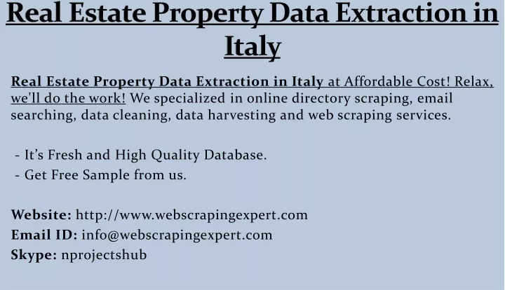 real estate property data extraction in italy