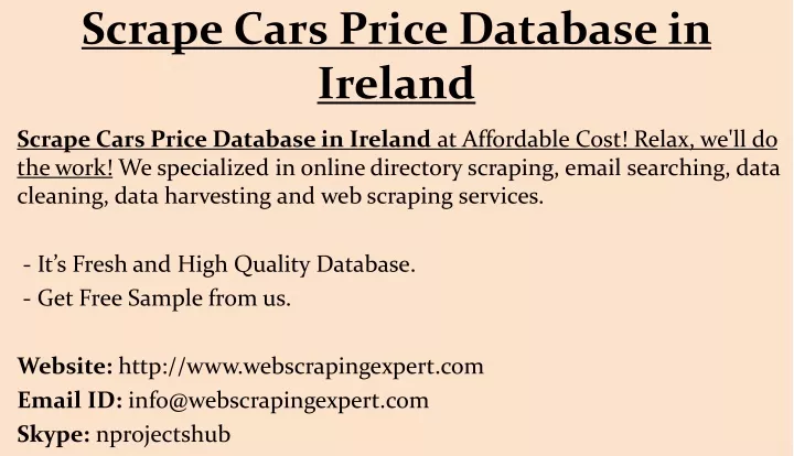 scrape cars price database in ireland
