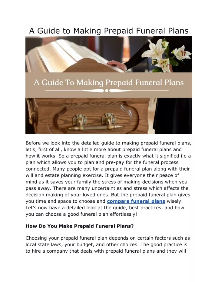 a guide to making prepaid funeral plans