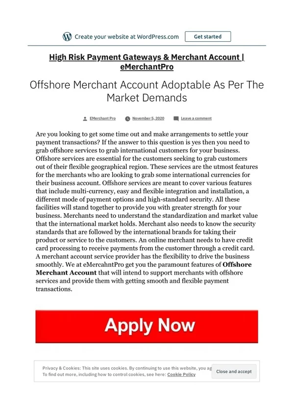 Offshore Merchant Account Adoptable As Per The Market Demands
