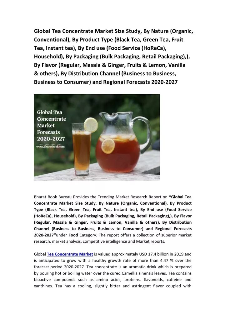 global tea concentrate market size study