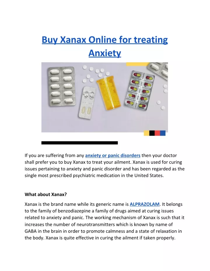 buy xanax online for treating anxiety
