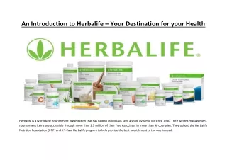 An Introduction to Herbalife – Your Destination for your Health