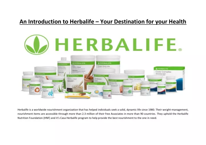 an introduction to herbalife your destination