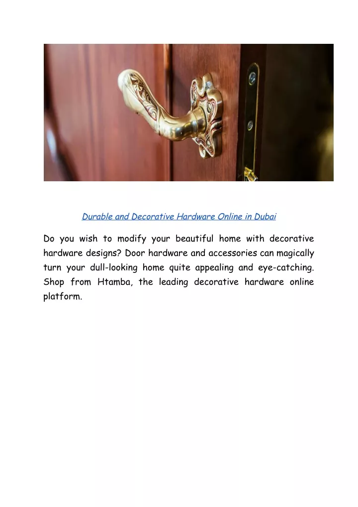 durable and decorative hardware online in dubai