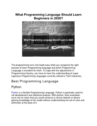 What Programming Language Should Learn Beginners in 2020?