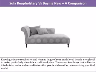 Sofa Reupholstery Vs Buying New – A Comparison