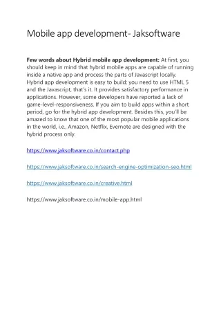 mobile app development jaksoftware