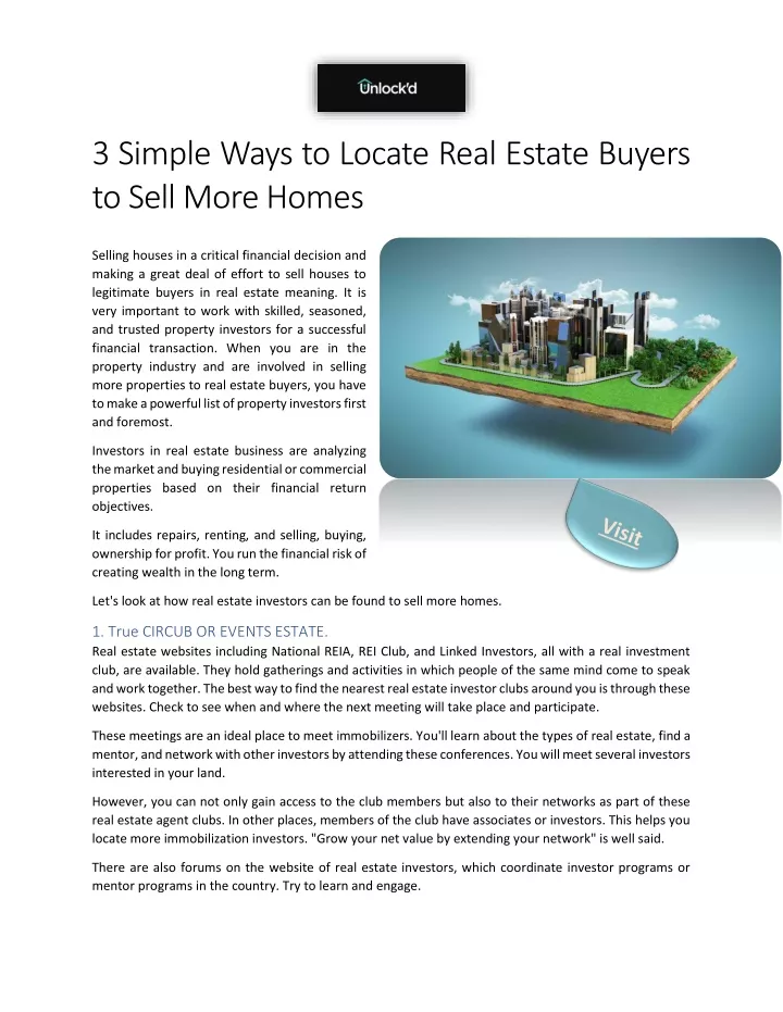 3 simple ways to locate real estate buyers