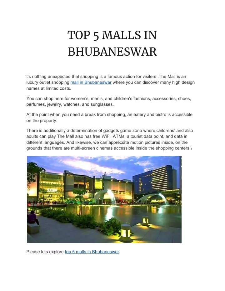 top 5 malls in bhubaneswar
