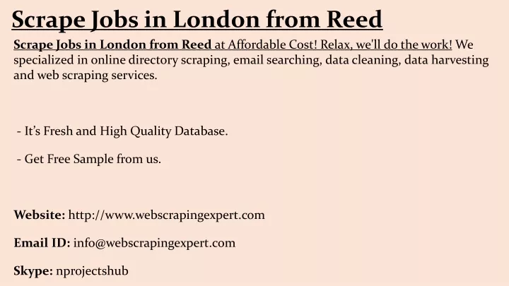 scrape jobs in london from reed