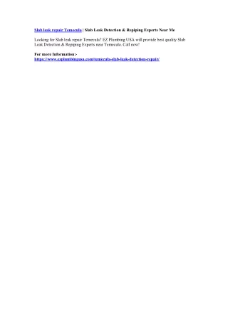 slab leak repair temecula slab leak detection