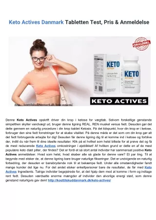 Keto Actives Danmark Tabletten Test, Pris & Anmeldelse