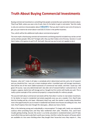 truth about buying commercial investments