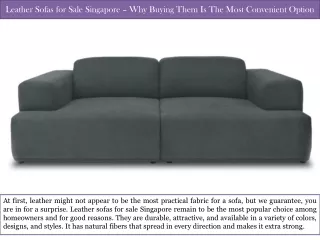 Leather Sofas for Sale Singapore – Why Buying Them Is The Most Convenient Option