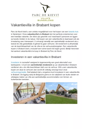 vakantievilla in brabant kopen