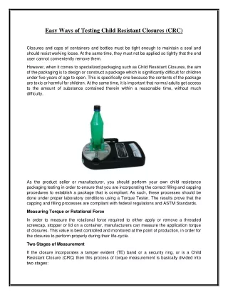 easy ways of testing child resistant closures crc