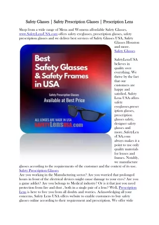 Safety prescription glasses Houston