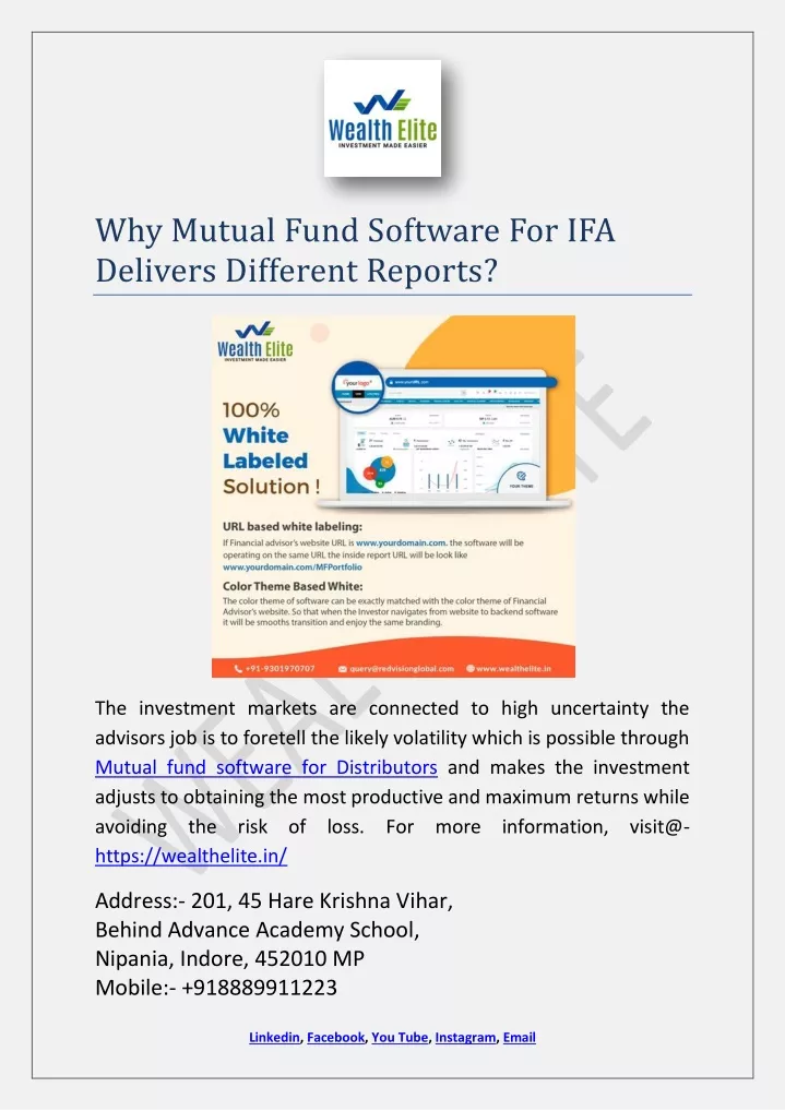 why mutual fund software for ifa delivers