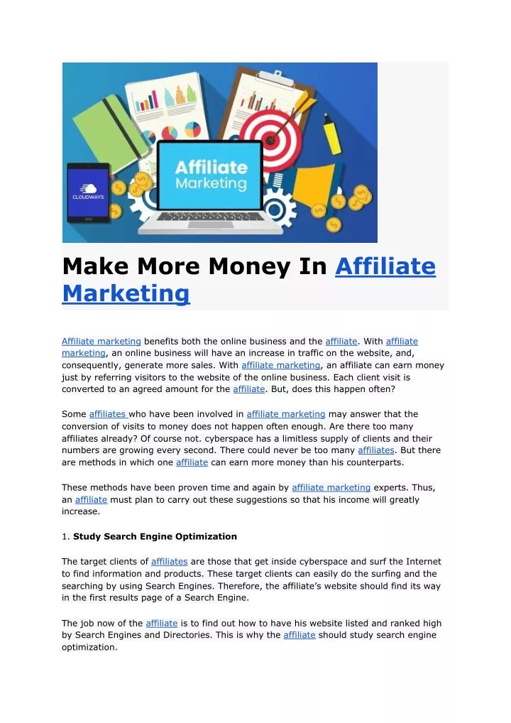 make more money in affiliate marketing affiliate