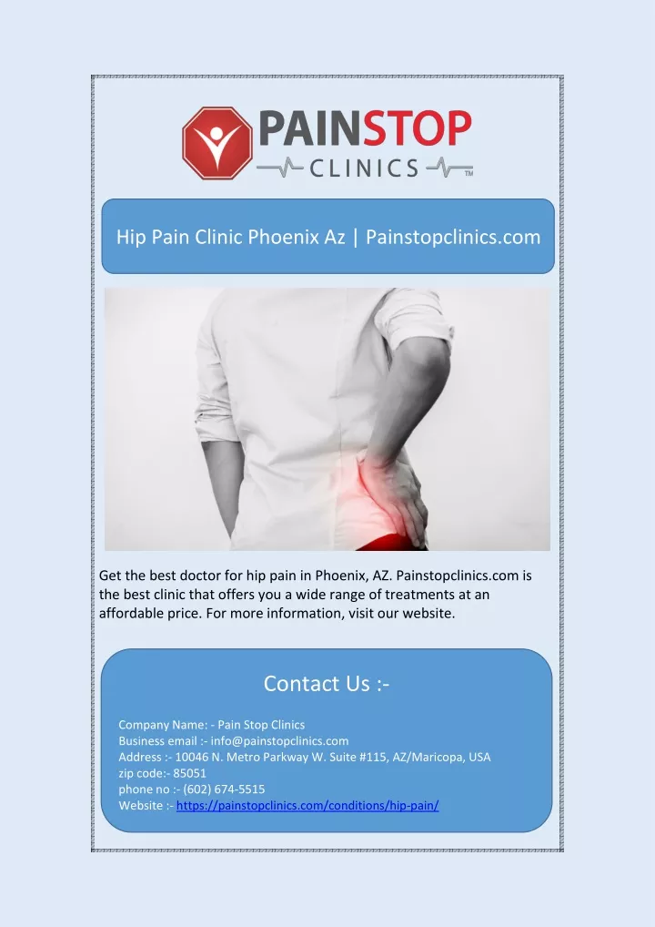 hip pain clinic phoenix az painstopclinics com
