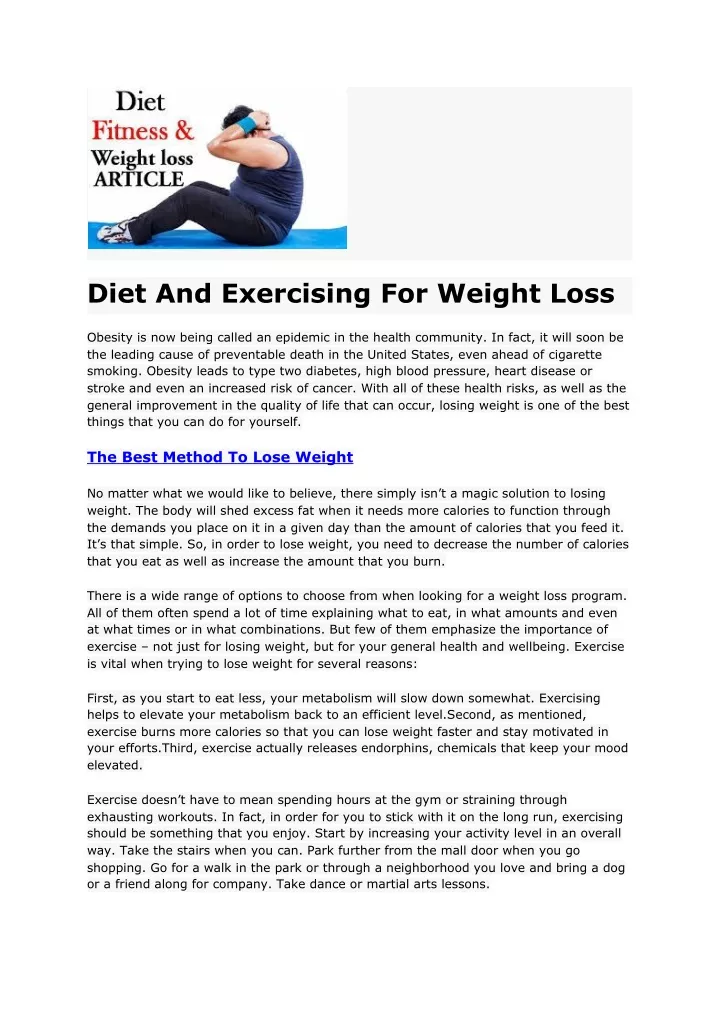 diet and exercising for weight loss obesity