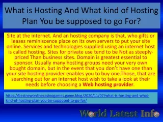 what is hosting and what kind of hosting plan you be supposed to go for