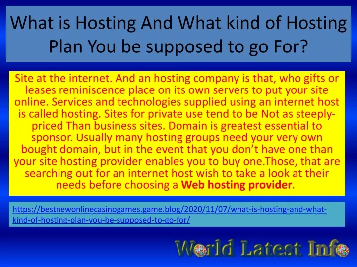 what is hosting and what kind of hosting plan you be supposed to go for