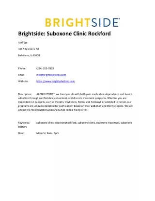Brightside: Suboxone Clinic Rockford