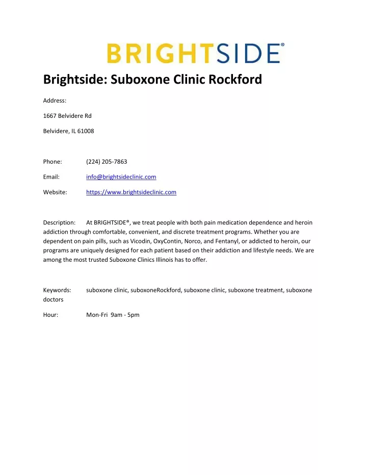 brightside suboxone clinic rockford