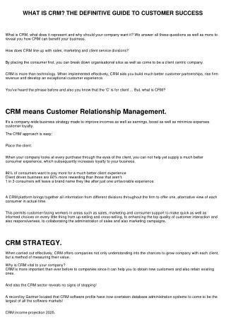 WHAT IS CRM? THE DEFINITIVE GUIDE TO CUSTOMER SUCCESS