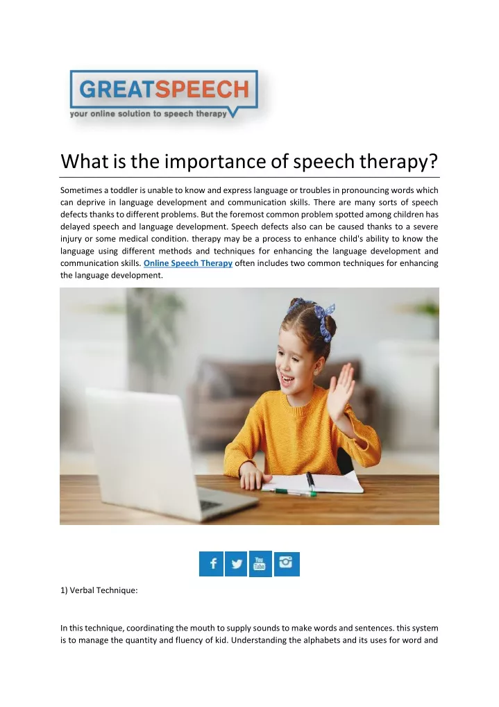 what is the importance of speech therapy